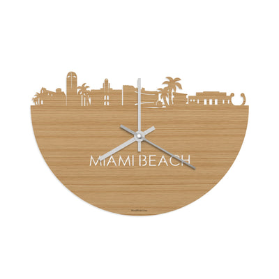 Skyline Clock Miami Beach Bamboo