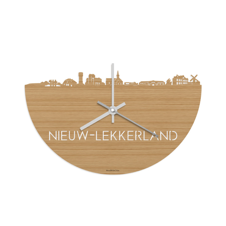 Skyline Klok Nieuw-Lekkerland Bamboe houten cadeau decoratie relatiegeschenk van WoodWideCities