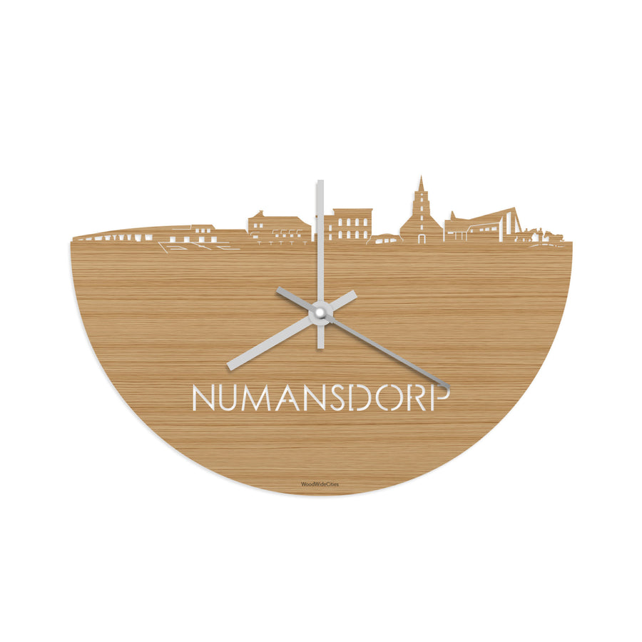 Skyline Klok Numansdorp Bamboe houten cadeau decoratie relatiegeschenk van WoodWideCities