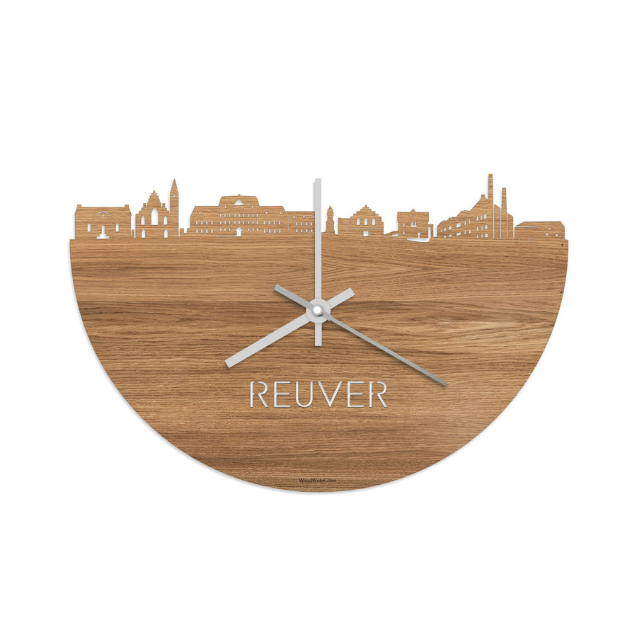 Skyline Klok Reuver Eiken houten cadeau decoratie relatiegeschenk van WoodWideCities
