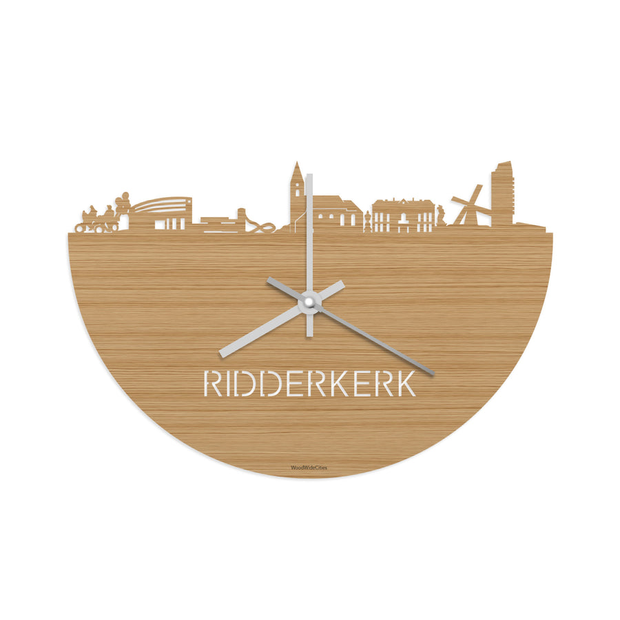 Skyline Klok Ridderkerk Bamboe houten cadeau decoratie relatiegeschenk van WoodWideCities