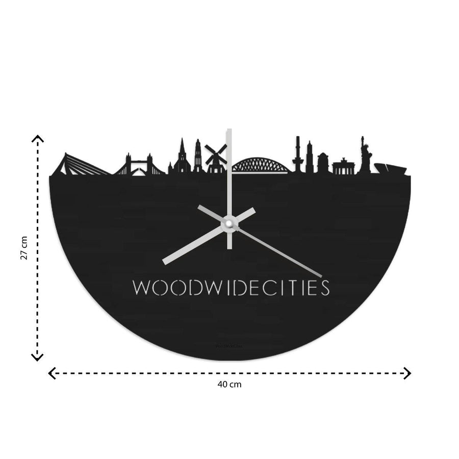 Skyline Klok Rome Black houten cadeau wanddecoratie relatiegeschenk van WoodWideCities