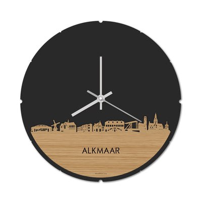 Skyline Clock Round Alkmaar Bamboo