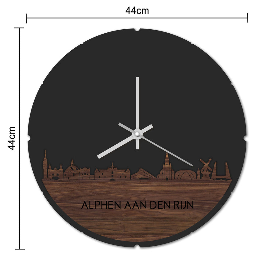 Skyline Klok Rond Alphen aan den Rijn Eiken houten cadeau decoratie relatiegeschenk van WoodWideCities