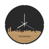 Skyline Klok Rond Amsterdam Bamboe