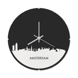 Skyline Klok Rond Amsterdam Wit Glanzend