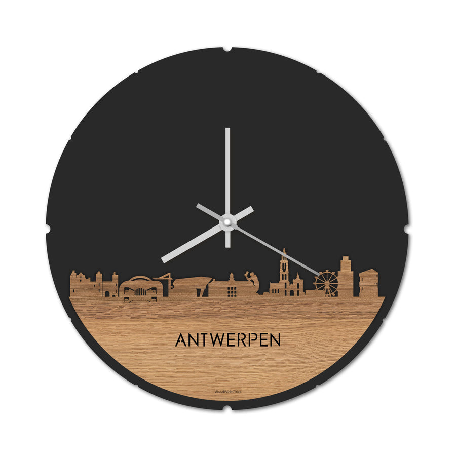 Skyline Klok Antwerpen Eiken houten cadeau decoratie relatiegeschenk van WoodWideCities