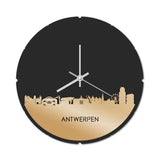 Skyline Klok Rond Antwerpen Goud Metallic