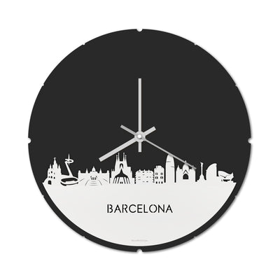 Skyline Clock Round Barcelona White Glossy