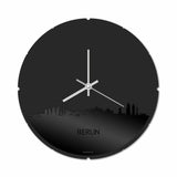 Skyline Klok Rond Berlijn Zwart Glanzend