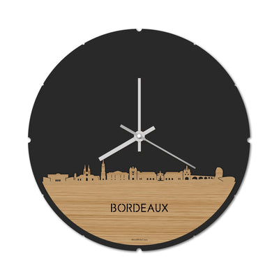 Skyline Clock Round Bordeaux Bamboo