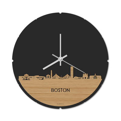 Skyline Clock Round Boston Bamboo