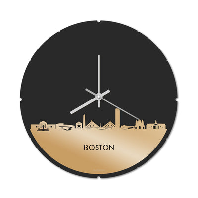Skyline Clock Round Boston Gold Metallic