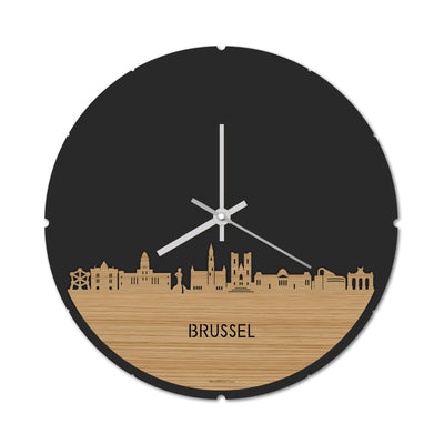 Skyline Clock Round Brussels Bamboo