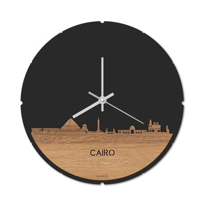 Skyline Klok Rond Cairo Eiken