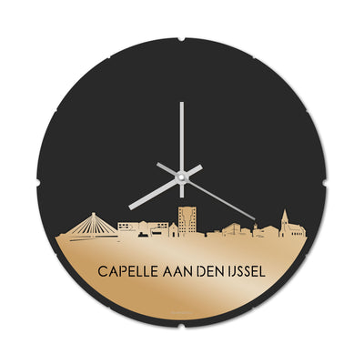 Skyline Klok Rond Capelle aan den IJssel Goud Metallic