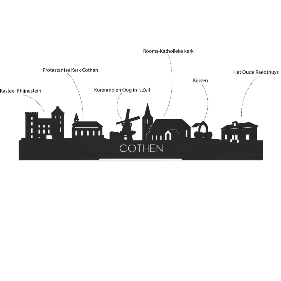 Skyline Klok Rond Cothen Wit glanzend gerecycled kunststof cadeau decoratie relatiegeschenk van WoodWideCities