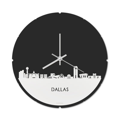 Skyline Clock Round Dallas White Glossy