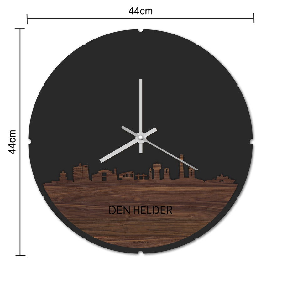 Skyline Klok Rond Den Helder Bamboe houten cadeau decoratie relatiegeschenk van WoodWideCities