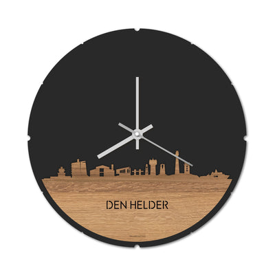 Skyline Clock Round Den Helder Oak