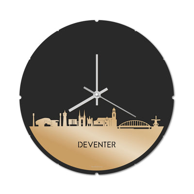 Skyline Clock Round Deventer Gold Metallic