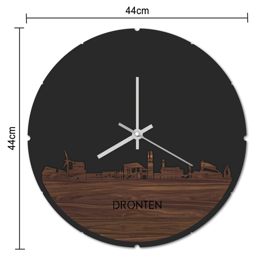 Skyline Klok Rond Dronten Palissander houten cadeau decoratie relatiegeschenk van WoodWideCities