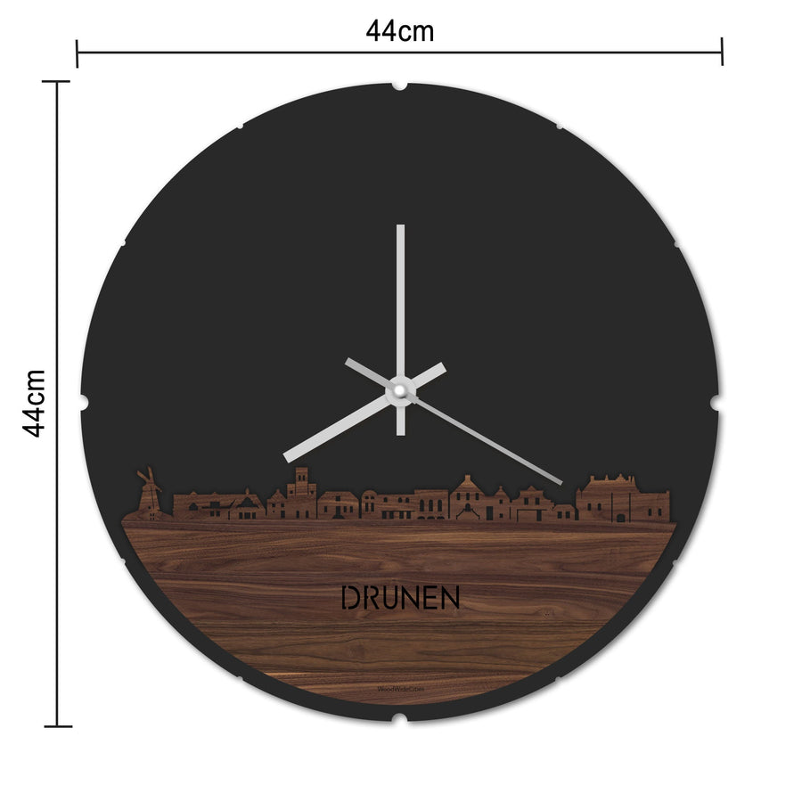 Skyline Klok Rond Drunen Wit glanzend gerecycled kunststof cadeau decoratie relatiegeschenk van WoodWideCities