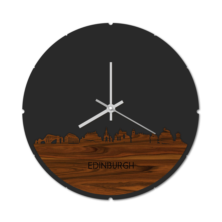Skyline Klok Rond Edinburgh Palissander houten cadeau decoratie relatiegeschenk van WoodWideCities