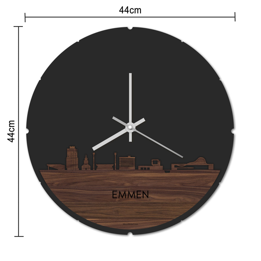 Skyline Klok Rond Emmen Wit glanzend gerecycled kunststof cadeau decoratie relatiegeschenk van WoodWideCities