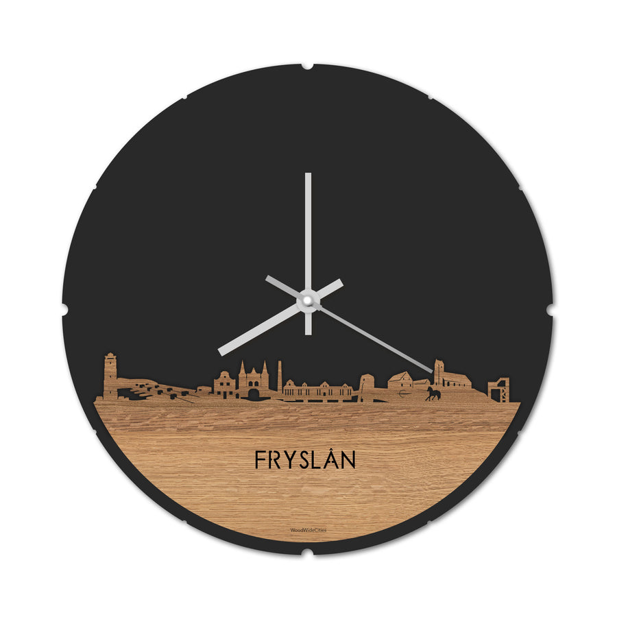 Skyline Klok Fryslan Eiken houten cadeau decoratie relatiegeschenk van WoodWideCities