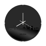 Skyline Klok Rond Geleen Zwart Glanzend