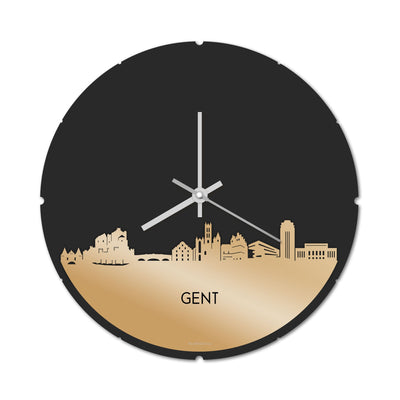 Skyline Clock Round Ghent Gold Metallic