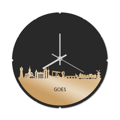Skyline Clock Round Goes Gold Metallic