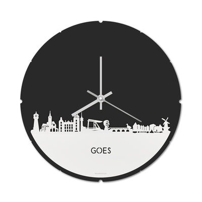 Skyline Clock Round Goes White Glossy
