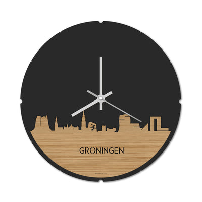 Skyline Clock Round Groningen Bamboo
