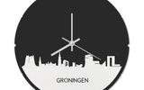 Skyline Klok Rond Groningen Wit Glanzend