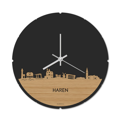 Skyline Clock Round Haren Bamboo