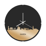Skyline Klok Rond Haren Goud Metallic
