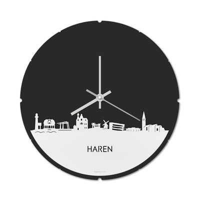 Skyline Clock Round Haren White Glossy