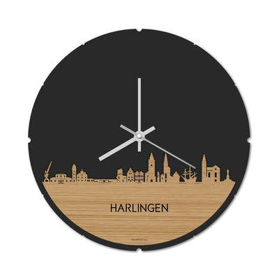 Skyline Clock Round Harlingen Bamboo