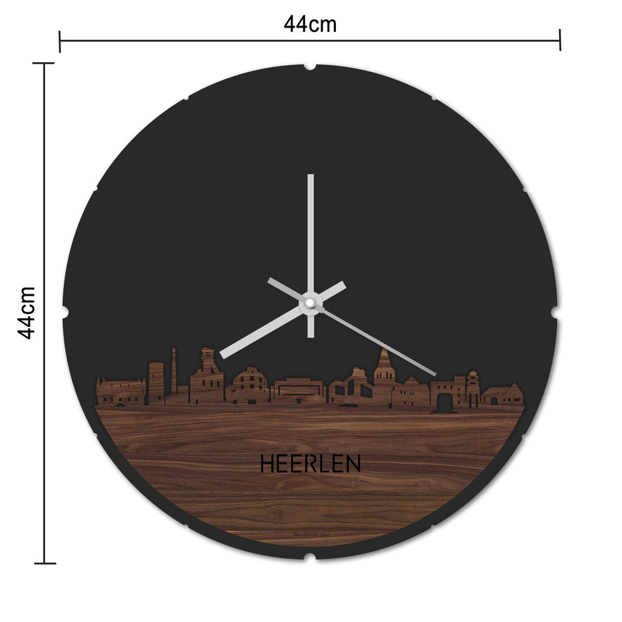 Skyline Klok Rond Heerlen Wit glanzend gerecycled kunststof cadeau decoratie relatiegeschenk van WoodWideCities