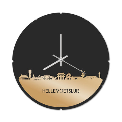 Skyline Klok Rond Hellevoetsluis Goud Metallic