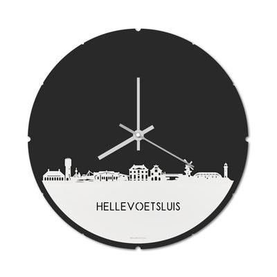 Skyline Klok Rond Hellevoetsluis Wit Glanzend