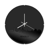 Skyline Klok Rond Hengelo Zwart Glanzend