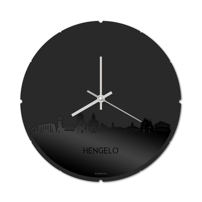 Skyline Clock Round Hengelo Black Glossy