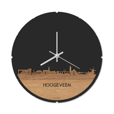 Skyline Klok Rond Hoogeveen Eiken