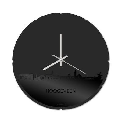 Skyline Klok Rond Hoogeveen Zwart Glanzend
