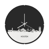 Skyline Klok Rond Houten Wit Glanzend