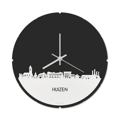 Skyline Klok Rond Huizen Wit Glanzend