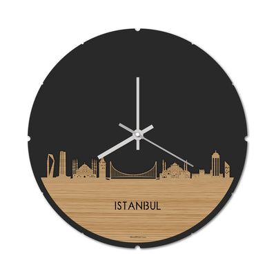 Skyline Clock Round Istanbul Bamboo